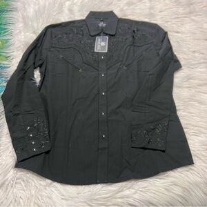 Salvaje Oeste western New Elegant Black Men's Embroidered Shirt